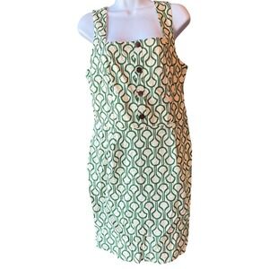 Monteau Los‎ Angeles Large Green Geometric Button Front Midi Dress